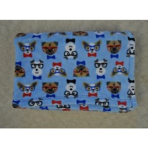 Baby Gear Puppy Dog Baby Blanket Blue Red Bow Tie Glasses White Black Brown Tan